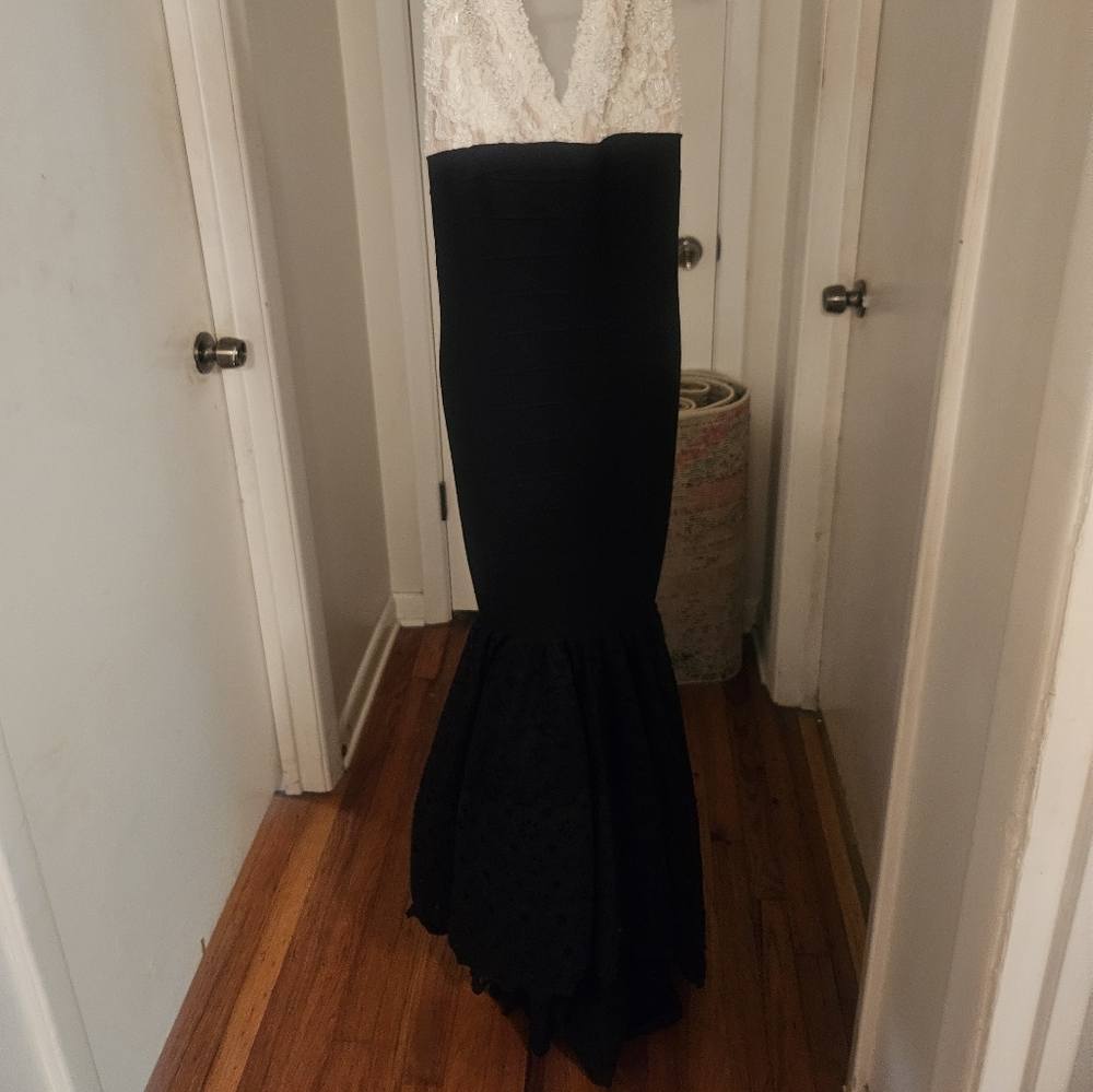 Elegant Black and White Evening Gown